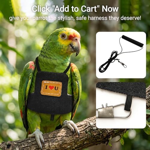 Escape proof parrot chest harness vest in size medium black