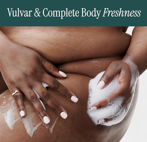 Plant-based and paraben-free pH-D feminine wash packaging details.