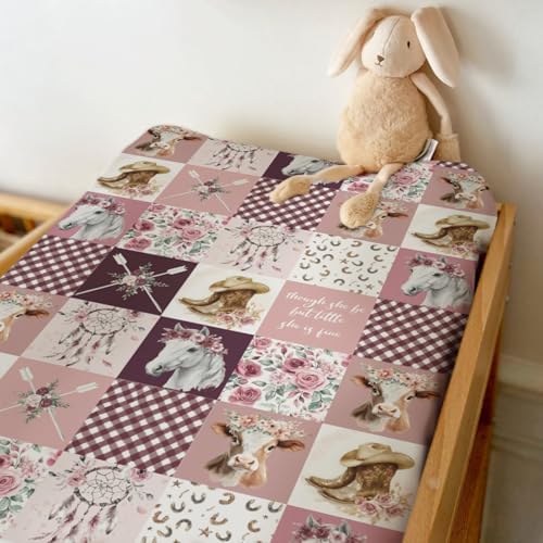 ZoUbqchY horse and cow pattern changing table sheet close up