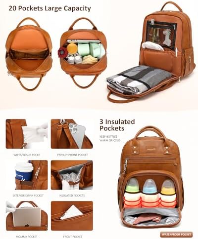 Rosegin baby travel backpack showing open main compartment and interior pockets