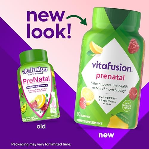 Vitafusion PreNatal Raspberry Lemonade gummies bottle side view