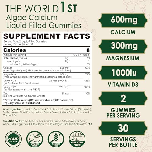 Lilicare vegan calcium gummies showing peach flavor label