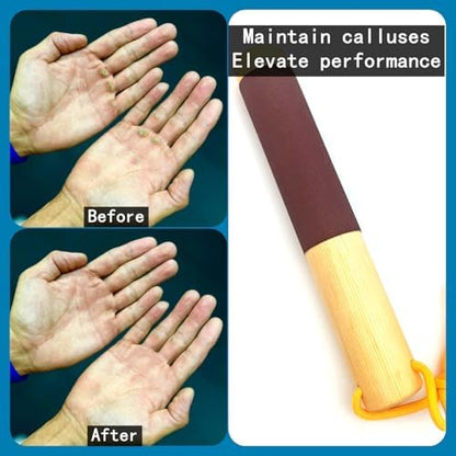 WHLZYEVA skin scraper showing the vibrant yellow wrist strap for secure handling during hand exfoliation.