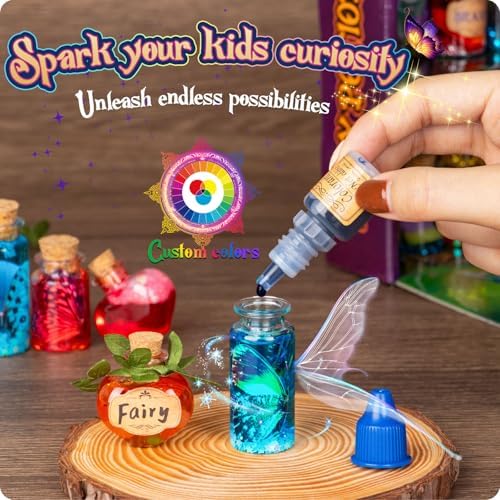 Close up of completed magical potion bottles from Alritz kit