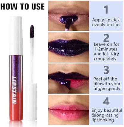 evpct 3Pcs Peel Off Lip Stain Tints, Maroon Mauve Red Matte Liquid Lipstick Lip Stain Long Lasting Waterproof for Women, Non-stick Cup Lipstick Peel Off Highly Pigmented Smudge-proof, 01# & 02# & 03# - Image 6
