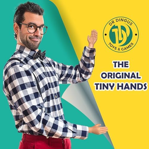 DR DINGUS tiny hand puppets hidden up checkered sleeves for a hilarious prank setup.