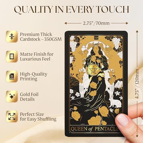 Wyspell gold tarot cards showing gold foil accents