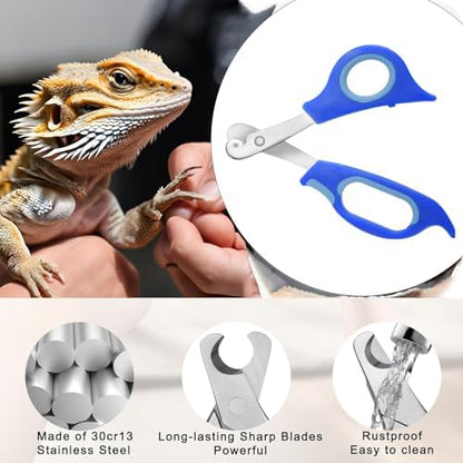 Angled edge reptile claw trimmer showing precise stainless steel blades.