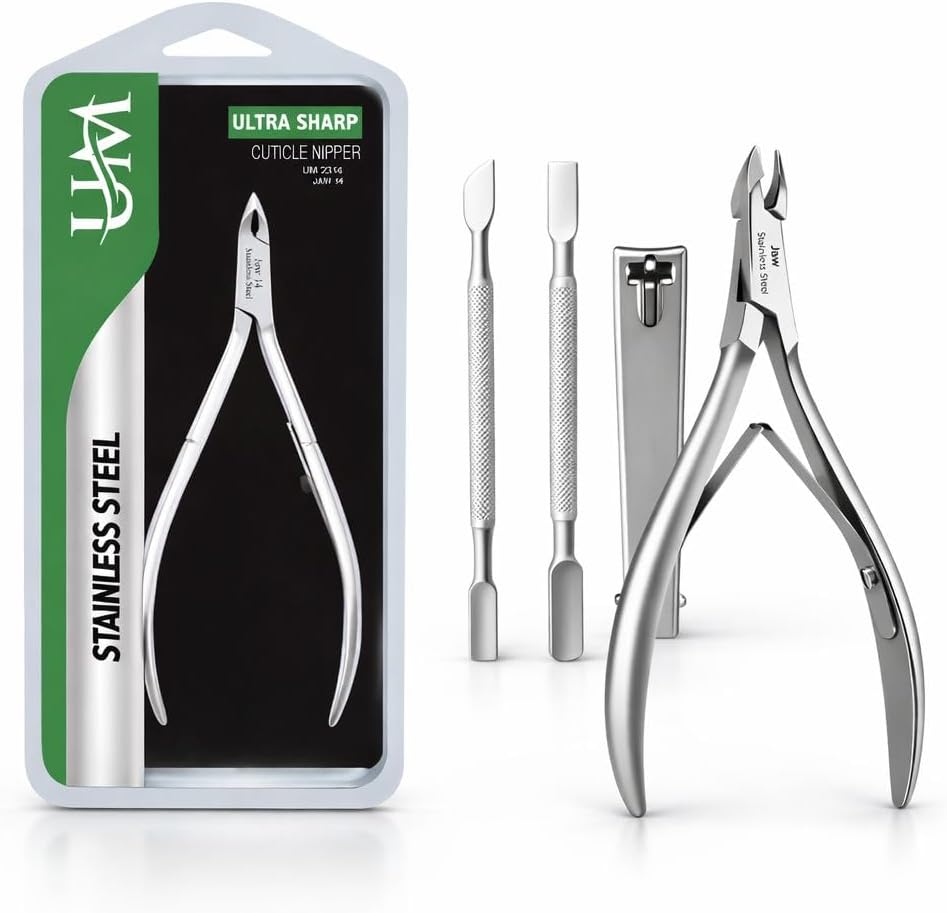 UM Supplies 4 Piece Nail Care Set front view in storage pouch