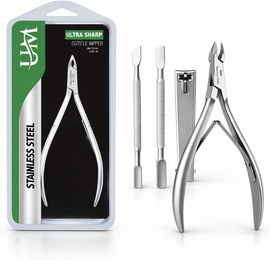 UM Supplies 4 Piece Nail Care Set front view in storage pouch