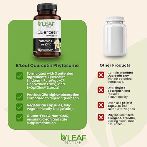 B'Leaf Nature Quercetin Phytosome complete bottle angle view