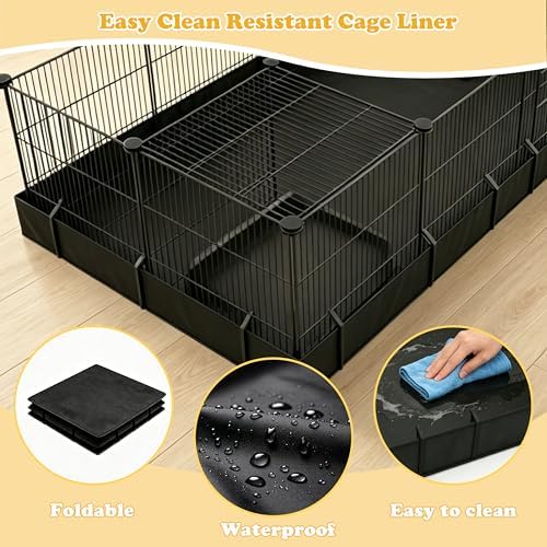 Xymoso DIY Guinea Pig Cages with Waterproof Canvas Bottom,16 Panels Small Animal Cage Pet Playpen with Door for Bunny Turtle Hedgehog,Indoor Metal Wire Yard Fence Outdoor - Image 5