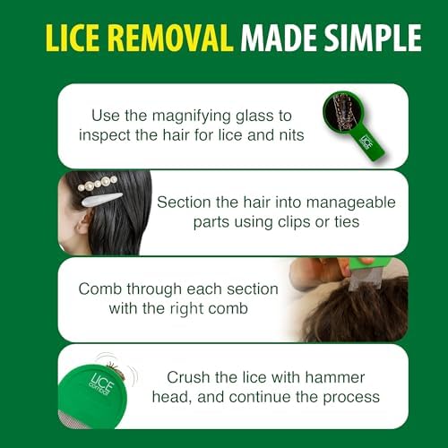Two pack professional metal nit removal combs with magnifying glass