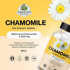 Amazing Botanicals Chamomile Extract supplement packaging illustrating the non GMO and gluten free product certifications.