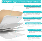 Side angle showing thickness and absorbency layers of sterile bedsore bandage.