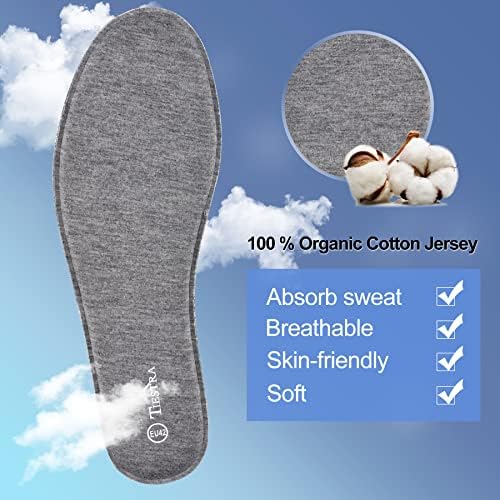 Two pairs of black and grey breathable inner soles for men.