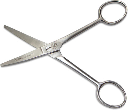 Close up of microserrated stainless steel scissor blades