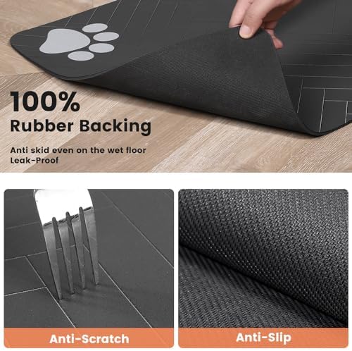 Dk177 Dark Gray Striped Pet Placemat easy clean material