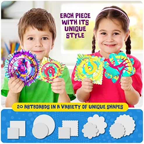 Assorted geometric drawing boards included with the motorized painting spinner toy.