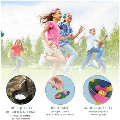 Kids playing with the spinning pop up game toy on a flat indoor floor