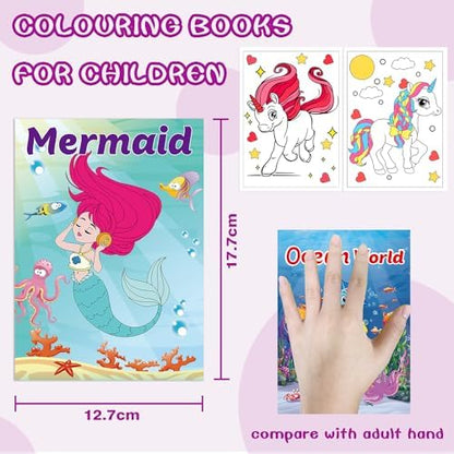 Portable travel friendly coloring packs for birthday party return favors and creative classroom activities.