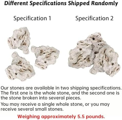 Hamiledyi natural perforated aquarium stone package layout displaying randomized mixed shapes and sizes