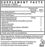 Kaire Maritime Prime 180 supplement label showing Pycnogenol ingredients and count