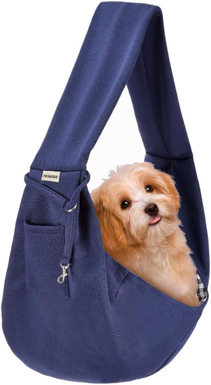 FDJASGY Small Pet Sling Carrier-Hands Free Reversible Pet Papoose Bag Tote Bag with a Pocket Safety Belt Dog Cat for Outdoor Travel (Gray Stripe) - Image 9