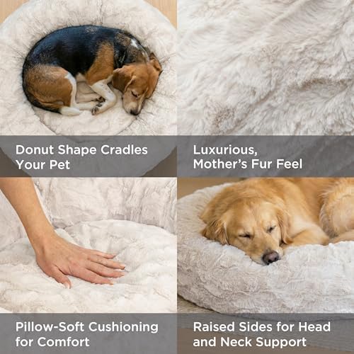 Best Friends by Sheri The Original Calming Donut Dog Bed for Medium Dogs up to 45 lbs, Lux Faux Fur, Oyster, Medium, 30" x 30" - Image 4