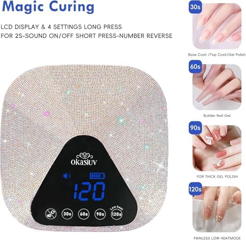 Okasiuv nail dryer with detachable magnetic metal mirror base