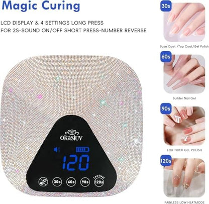 Okasiuv nail dryer with detachable magnetic metal mirror base