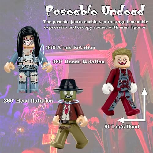 Undead action figurines surrounded by miniature defense fences and weapons accessories