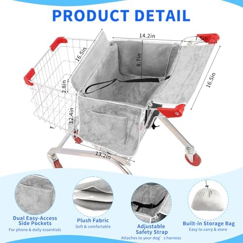 Soft velvet plush pet cart seat cover with thick padding
