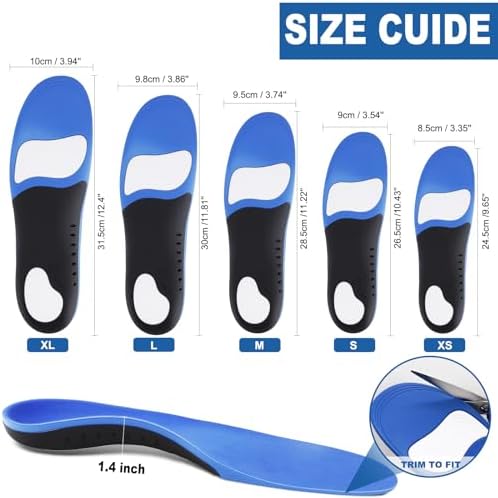 Trimmable orthotic shoe inserts for custom fit in work boots and sneakers.