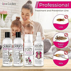 Natural lice protection spray ingredients label showing peppermint and sabadilla