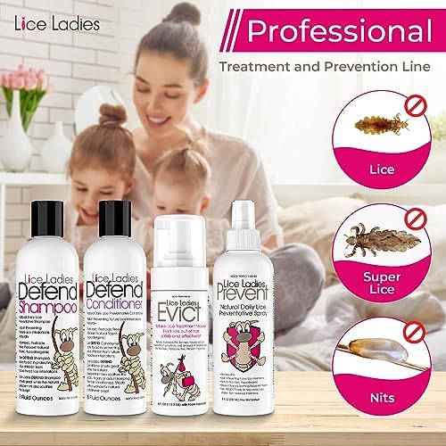 Natural lice protection spray ingredients label showing peppermint and sabadilla