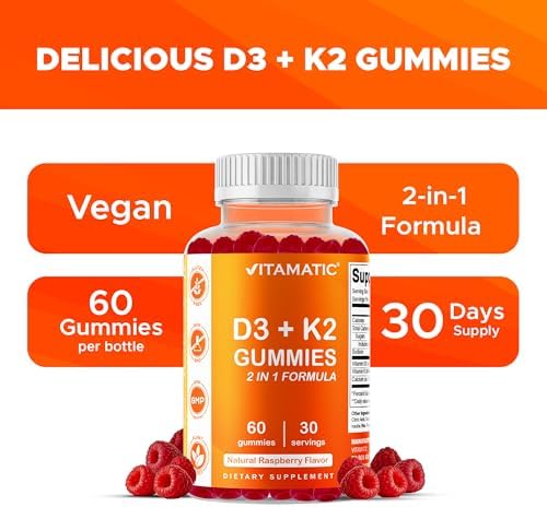 Vitamatic Vitamin D3 And Vitamin K2 Gummies key benefits infographic