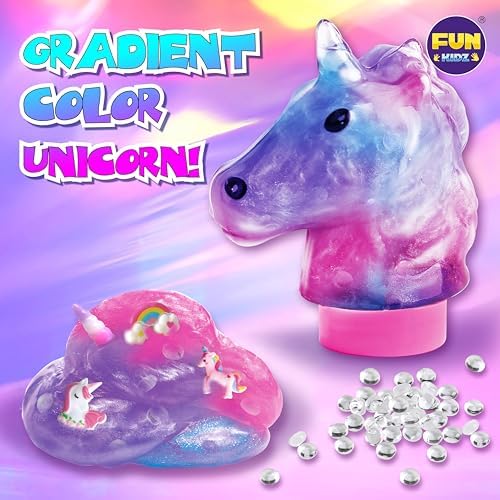 Stretchy homemade pink butter slime made from the FUN KIDZ unicorn craft set