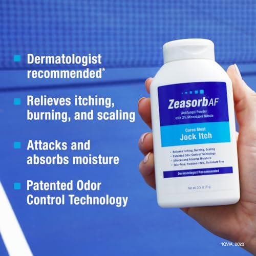 Zeasorb 2 percent miconazole nitrate antifungal dusting powder for moisture absorption.
