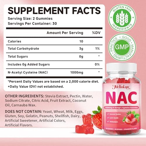 Mchokuu NAC supplement gummies nutritional information label