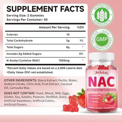 Mchokuu NAC supplement gummies nutritional information label