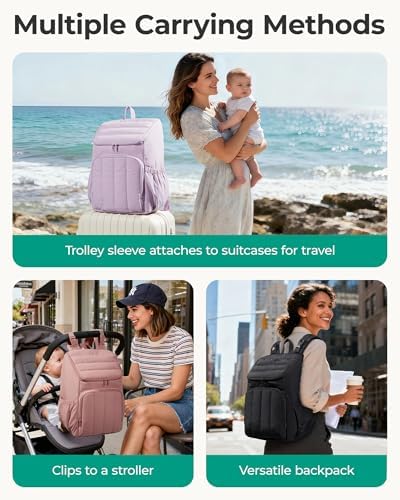 Bagsmart lightweight maternity backpack highlighting padded shoulder straps