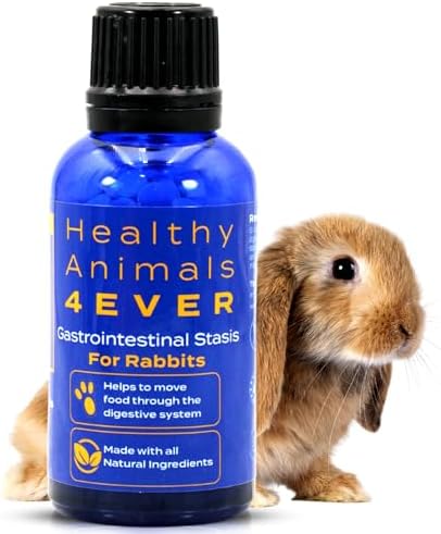 HealthyAnimals4Ever rabbit digestive health tablets 300 count packaging showing dosage instructions