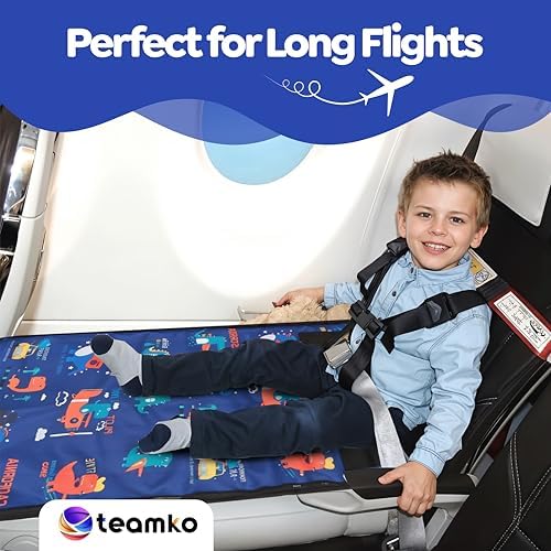 Folded Teamko airplane travel bed for babies demonstrating its compact and lightweight design for carry-on luggage.
