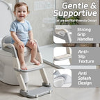Snugzy kids potty trainer seat positioned securely over a standard western bathroom toilet