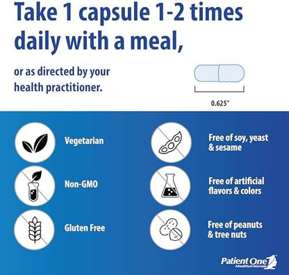 Side view of Patient One Meso-Z Vision bottle showing nutritional information