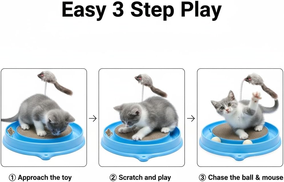 Top angle view of AUOON interactive cat toy showcasing the circular ball track channel.