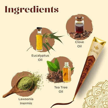 Natural Rajasthani herbal hair dye paste cones displayed in a four piece value set.