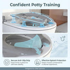 Underneath view of SKYROKU toddler toilet seat showing suction cups and silicone lining