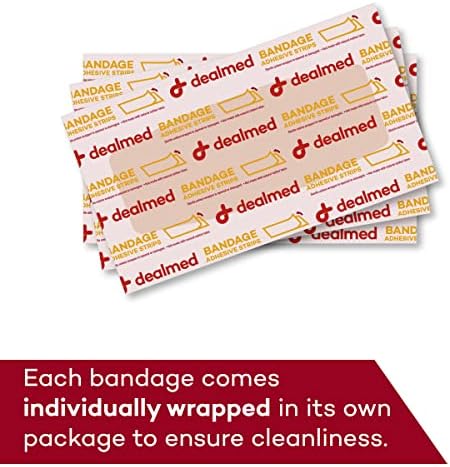 Dealmed breathable sterile medical bandages showing the central non stick pad design.